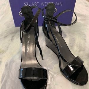 Beautiful Stuart Weitzman Black Wedge Sandals.